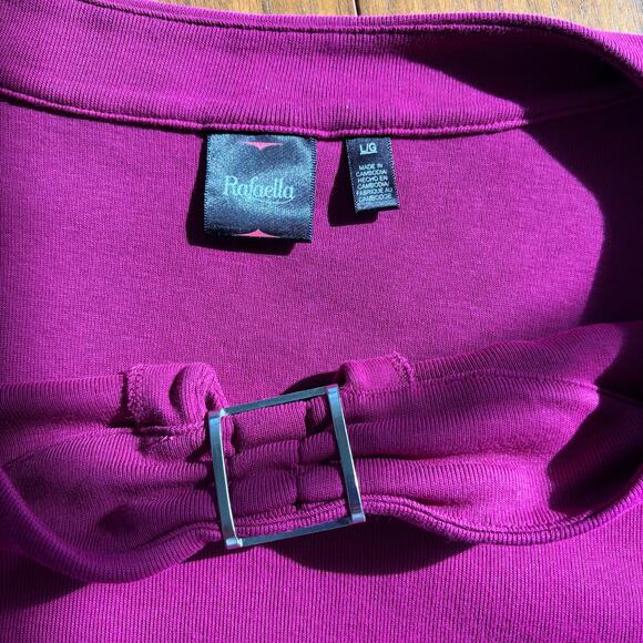 Rafaella Boat Neck Top Pink Silver Buckle Keyhole Size Large 100% Cotton - Picture 8 of 9